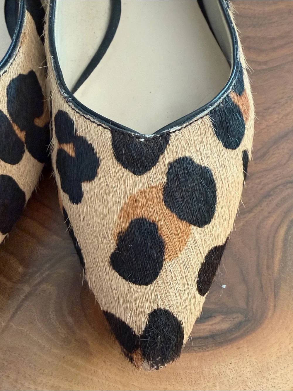Cole Haan Leopard-Print Pointed-Toe Flats in Tan and Black